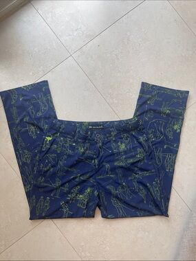 Travis Mathew Navy Blue 32W Lightweight with Lime Green Golf Sketch Print